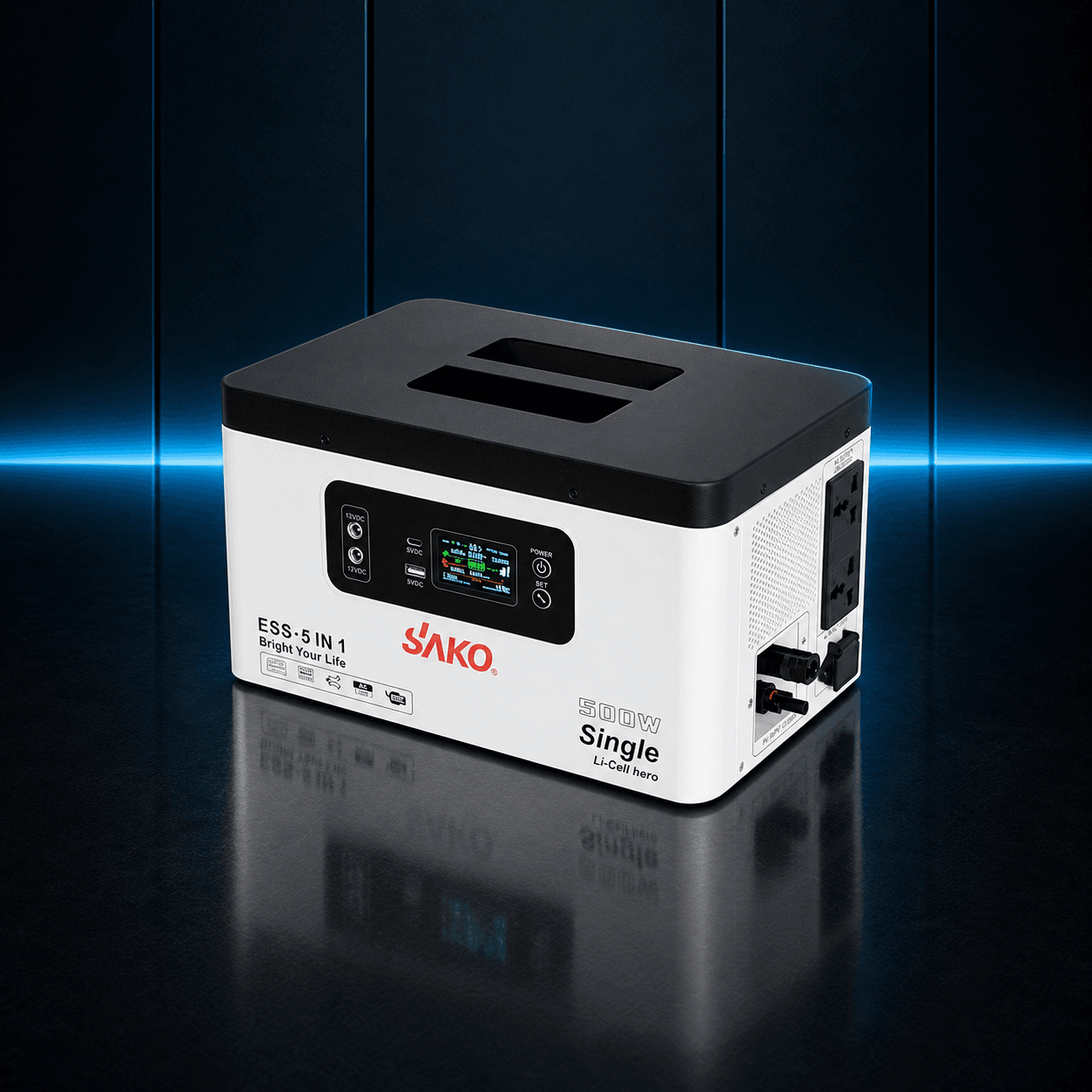 Зарядна станція Sako Alpha ESS 500W/1000Wh у темній студії